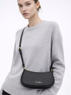 NWT Coccinelle Merveille Leather Crossbody Shoulder Bag in Black